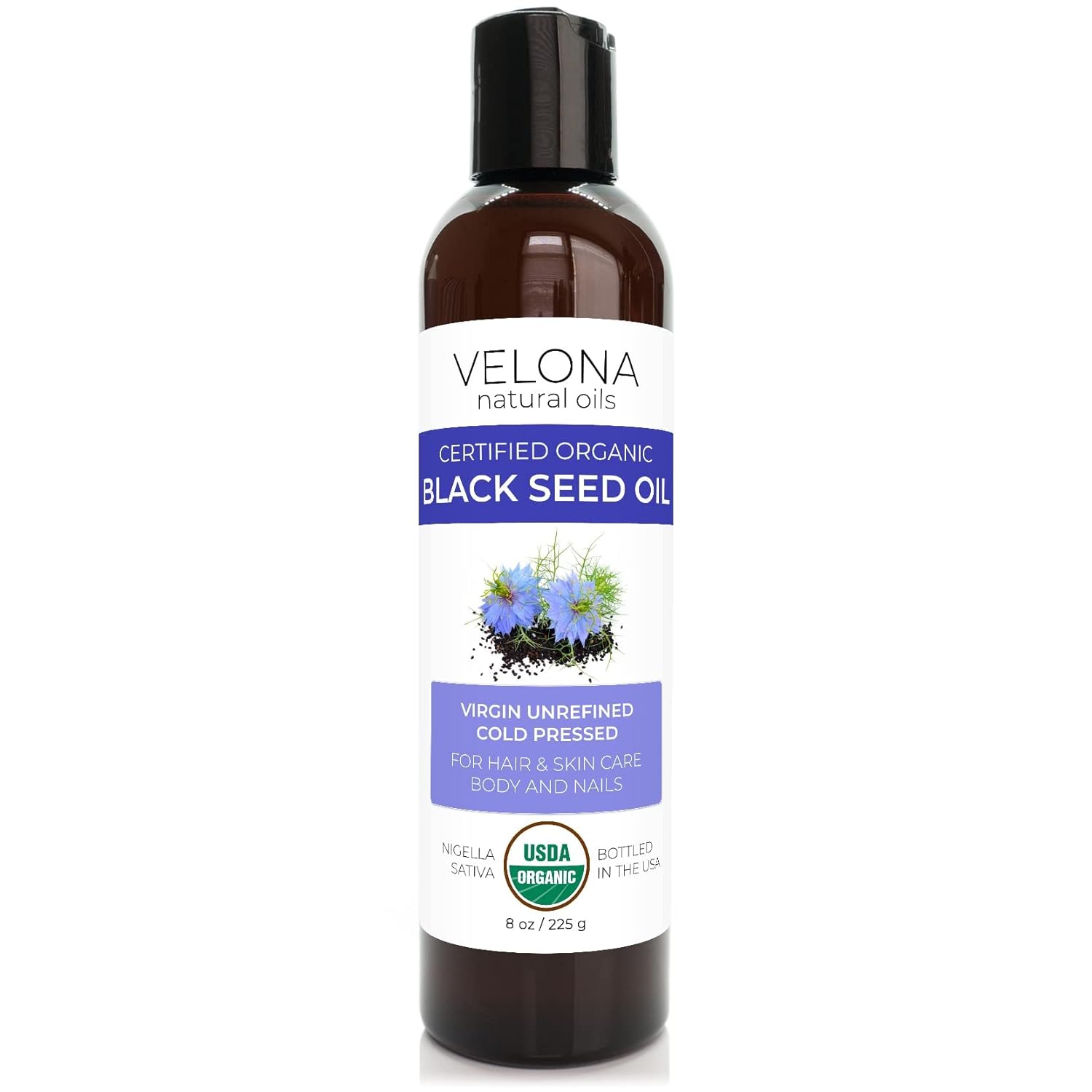 velona Black Cumin Seed Oil USDA Certified Organic - 8 oz | 100% Pure and Natural Carrier Oil | Unrefined, Cold Pressed | Hair, Body and Skin Care | Use Today - Enjoy Results : Health & Household