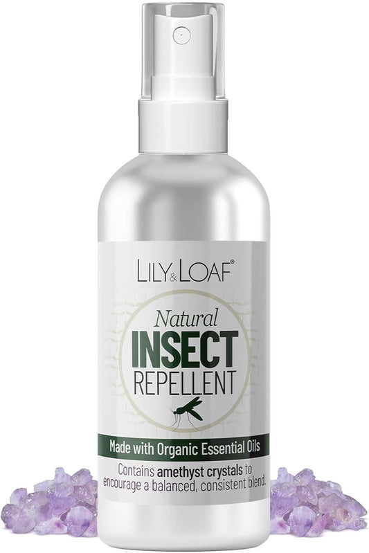 Lily & Loaf Natural Insect Repellent – Deet-Free Bug Spray With Amethyst, Essential Oils, Apricot & Jojoba Oil – Herbal Scent, Moisturising, Safe For Sensitive Skin