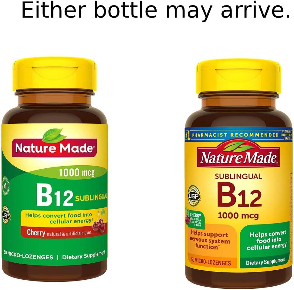 Nature Made B-12 1000 mcg Micro-Lenges Cherry avor 50 ea (Pack of 2)