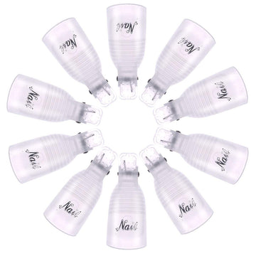 Gospire 10 Pcs Plastic Nail Clip Nail Art Gel Polish Remover Soak Off Cleaner Cap Clip (white)