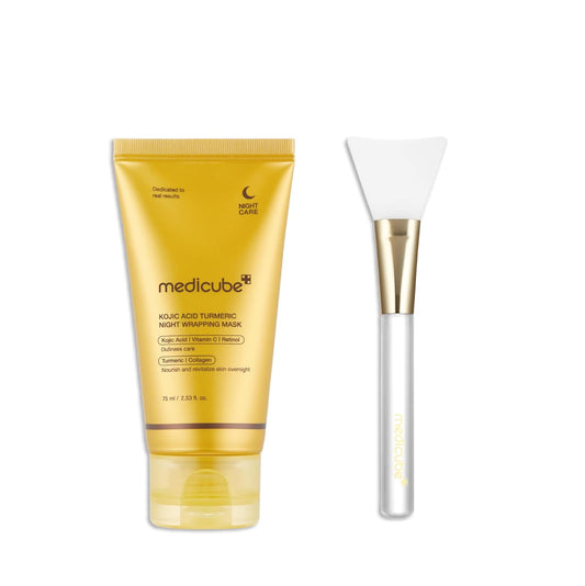 Medicube Overnight Glow Duo For Uneven Skin Tone: Turmeric Overnight Wrapping Peel Off Mask And Jelly Brush : Beauty & Personal Care