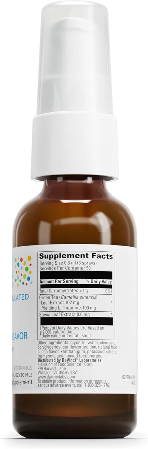 Little Davinci Calm - Calming Supplement For Kids* - Supports Relaxation, Focus And Alertness* - With Green Tea Leaf Extract And Stevia Leaf Extract - Fruit Punch Flavor - 30 Ml