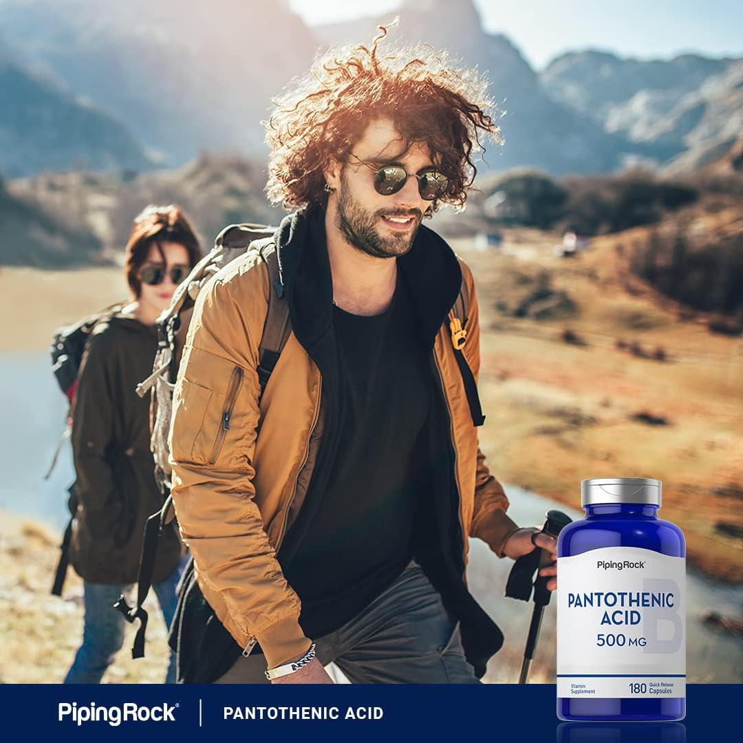 Piping Rock Pantothenic Acid 500mg | 180 Capsules | Essential B Vitamin | Non-GMO, Gluten Free Supplement : Health & Household