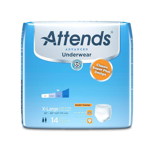 Attends App0740 Protective Underwear, Super Plus Absorbency, 58"-68", X-Large (Pack Of 56)