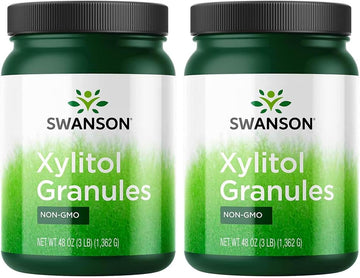 Swanson 100% Pure Non-Gmo Xylitol Granules 48 Ounce (3 Lbs) (1362 G) Granules (2 Pack)