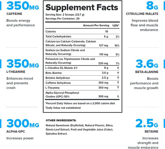 Legion Pulse Pre Workout Supplement - All Natural Nitric Oxide Preworkout Drink To Boost Energy, Creatine Free, Naturally Sweetened, Beta Alanine, Citrulline, Alpha Gpc (Grape)