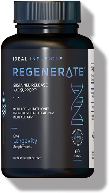 Regenerate Sustained Release Supplement For Nad & Nr Biosynthesis, Boost Atp, Nad+, Glutathione: Cardiovascular Health & Muscle Vitality (60 Servings) Vegan