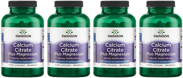 Swanson Calcium Citrate Plus Magnesium - Mineral Supplement Promoting Strong Bones, Energy Production, & Muscle Relaxation - May Support Cardiovascular Health - (150 Capsules) (4 Pack)