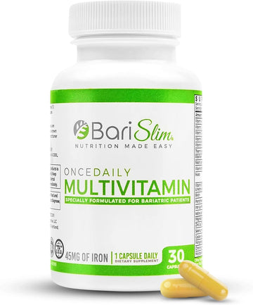 Barislim Once Daily Bariatric Multivitamin Capsule - 45Mg Of Iron - Bariatric Vitamin & Supplement For Post Bariatric Surgery Including Gastric Bypass & Gastric Sleeve | 30-Day Supply