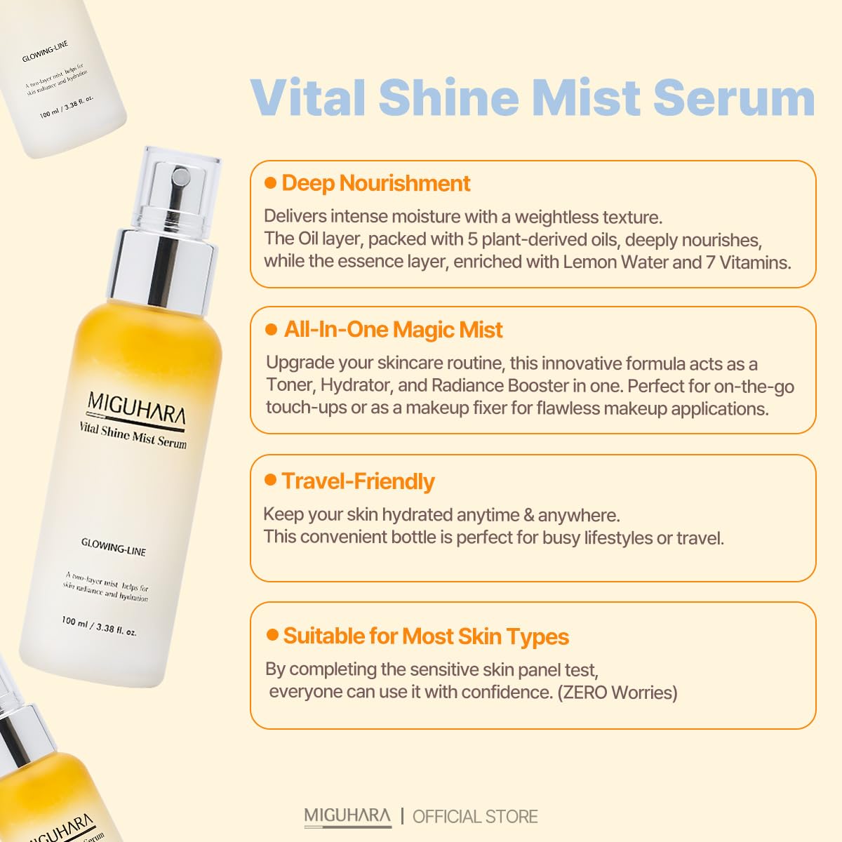 Miguhara Vital Shine Mist Serum & Glow Ampoule Pad Bundle : Beauty & Personal Care