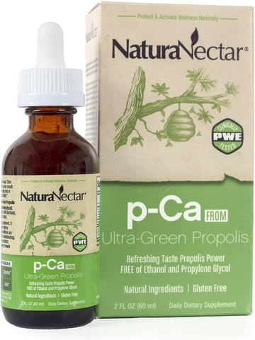 Naturanectar P-Ca From Liquid Green Bee Propolis, Drops - Nootropic Brain Supplement - Immunity, Focus, Memory - Premium Brazilian Green Propolis, No Ethanol, No Propylene Glycol, 60 Ml