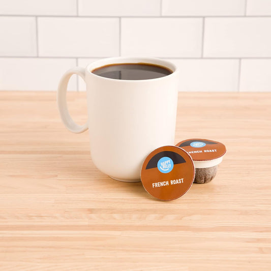 Amazon Brand - Happy Belly French Roast Coffee Pods (Dark Roast), Compatible With K-Cup Brewer, 96 Count