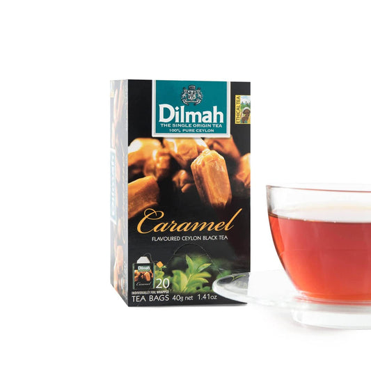 Dilmah Flavored Black Tea Variety Pack - 80 Tea Bags (Individually Wrapped) - Caramel, Strawberry, Peach, Ginger & Honey (Brew Hot, Iced Tea)