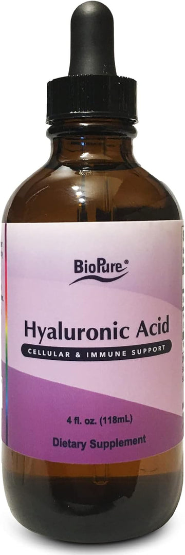 Biopure Hyaluronic Acid Liquid Solution – All Natural, Highly Bioavailable Form Of Hyaluronic Acid For Oral & Topical Use To Benefit Joint Lubrication And Skin Hydration, Elasticity – 4 Fl Oz