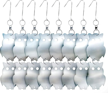 De-Bird Repellent Owls Reflective And Decorative Scare Deterrent To Keep Pigeons, Woodpeckers, Crows, Hawks And More Pests Away - Works With Scare Devices Like Netting, Scare Tape, Spikes, Scarecrows