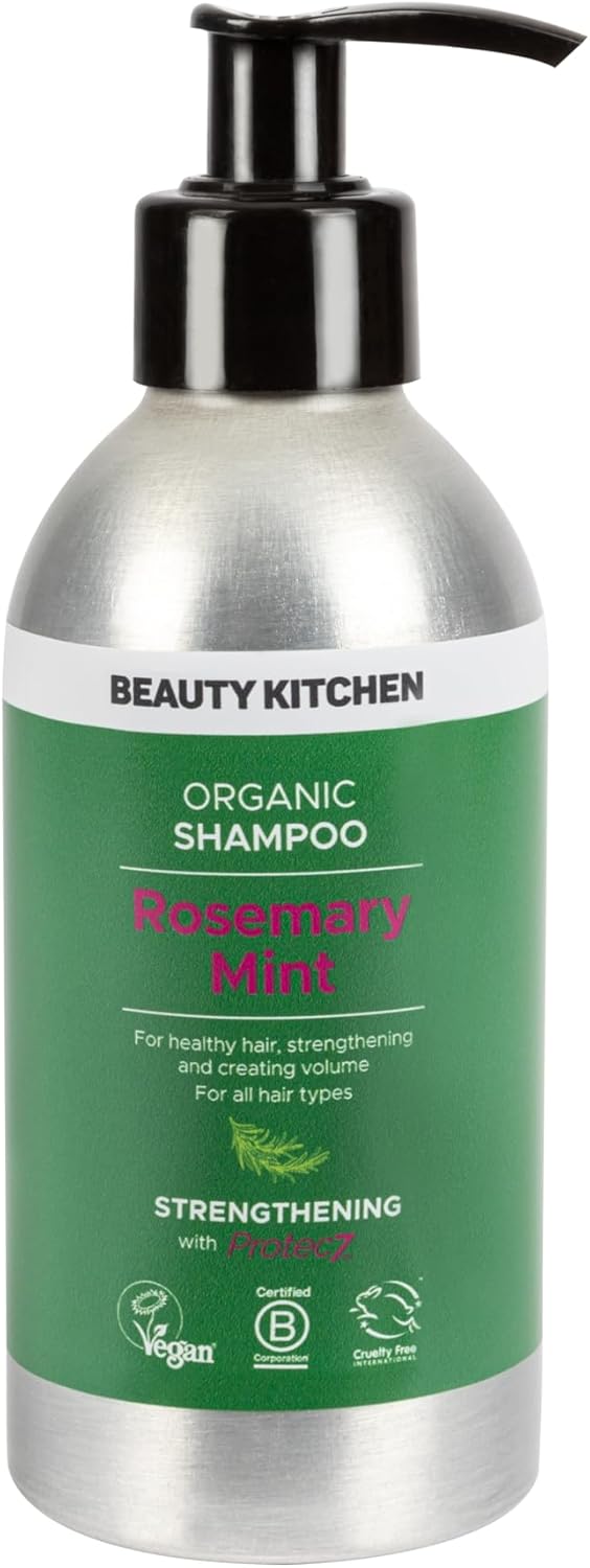 Beauty Kitchen - Rosemary Mint Strengthening Hair Shampoo - Plant-Based Formula With Protec7 Blend, Abysoft And Sapote Oil - For Weak, Brittle Or Thinning Hair β 250Ml