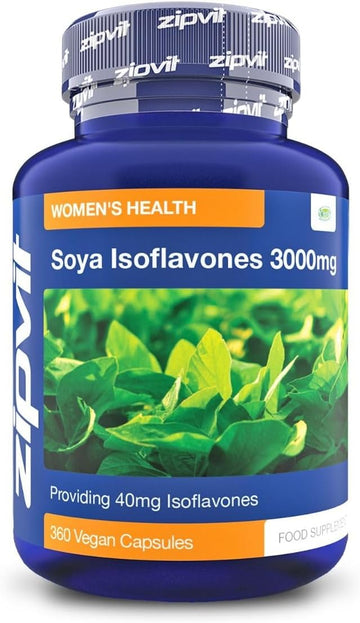 Zipvit Soya Isoflavones 3000Mg, 6000Mg Daily Dose. 120 Vegan Capsules, 2 Months Supply