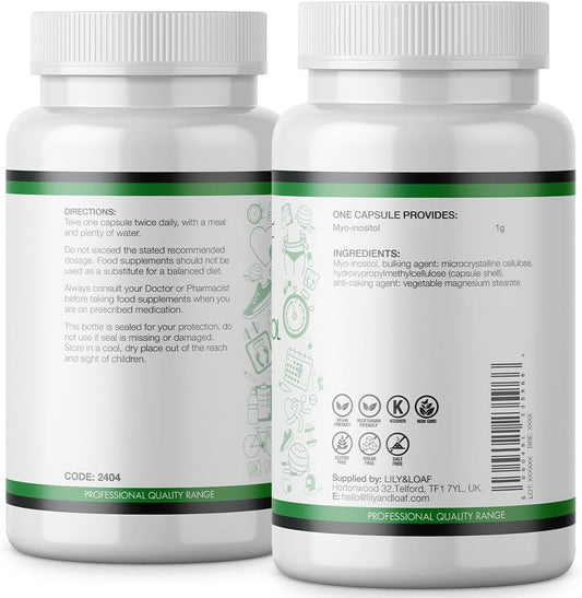 Myo-Inositol 1000Mg – 30 Day Supply – Hormonal & Reproductive Health Support – Gluten-Free, Vegan & Vegetarian Friendly – Mood, Metabolism & Ovarian Function Supplement