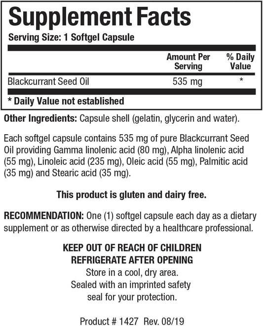 Biotics Research Blackcurrant Seed Oil 535 Mg Natural Source Of Gamma Linolenic Acid Gla 80 Mg Softgels, Supports Cardiovascular Health, Normal Tissue Repair, Immune System, Women’S Health 60 Capsules