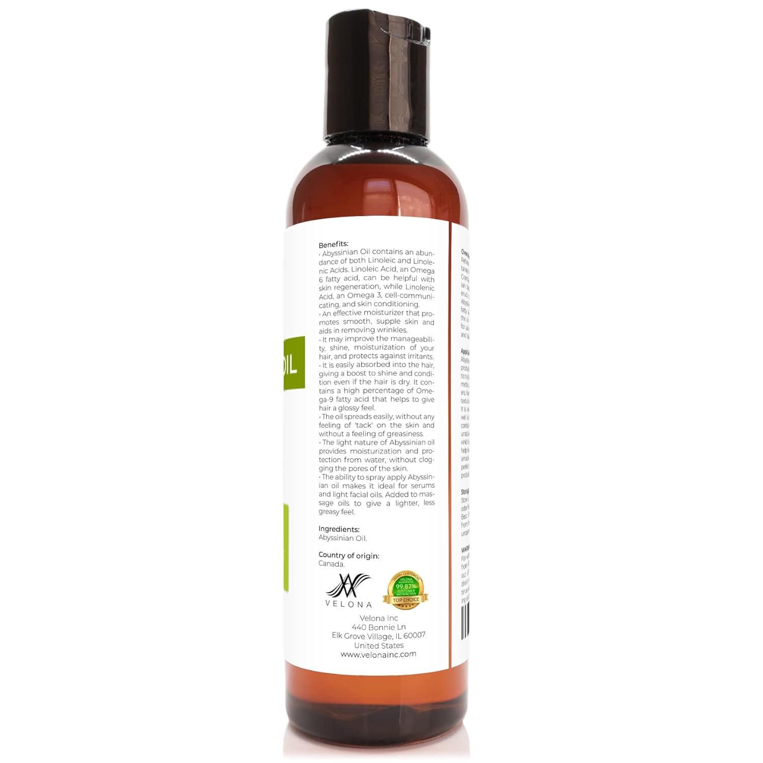 velona Abyssinian Oil 4 oz | 100% Pure and Natural Carrier Oil | Cold Pressed | Hair, Body Care | Use Today - Enjoy Results : Beauty & Personal Care
