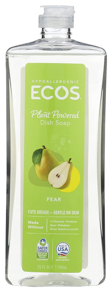 Ecos, Earth Friendly Products Dishmate Dishwashing Liquid Natural, Pear, 25 Fl Oz