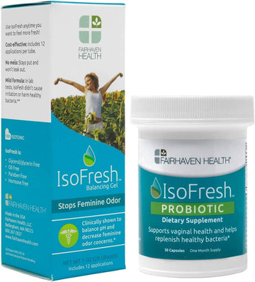 Fairhaven Health Isofresh Gel And Probiotic Bundle, Gel Is Clinically Shown To Decrease Vaginal Odor & Lower Ph In Women, Product Bundle Support Feminine Hygiene