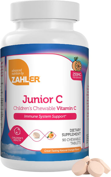Zahler Junior C Advanced Chewable Vitamin C For Kids - Immune Support Kids Vitamins In Delicious Orange Flavor - Kosher Kids Vitamin C For Immunity - Vitamin C Chewable Antioxidant - (500 Count)