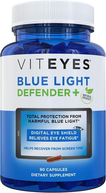 Viteyes Blue Light Defender+ Supplement Capsules, Dietary Safeguard From Harmful Blue Light, 90 Capsules