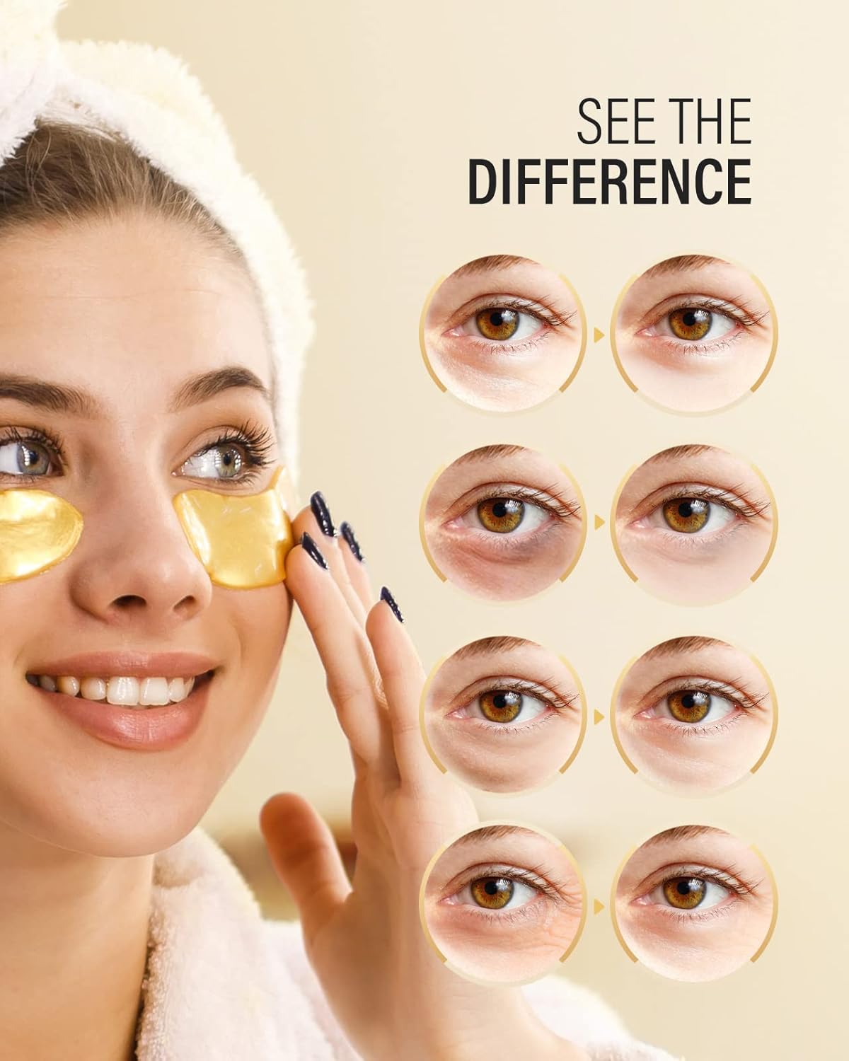 Maskiss 24K Gold Under Eye Patches (25 Pairs), Eye Mask, Collagen Skin Care Products, Eye Patches For Puffy Eyes, Eye Masks For Dark Circles And Puffiness : Beauty & Personal Care