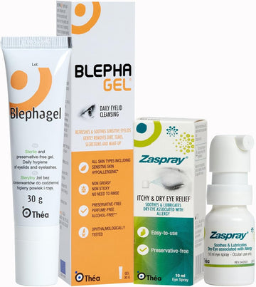 Allergy Season Eye Care Bundle - Blephagel Daily Eyelid Cleansing Gel, Gentle Cleanser For Sensitive Eyelids, 30G & Zaspray Dry Eye Relief Spray, Soothes And Hydrates Itchy, Red Eyes, 10Ml