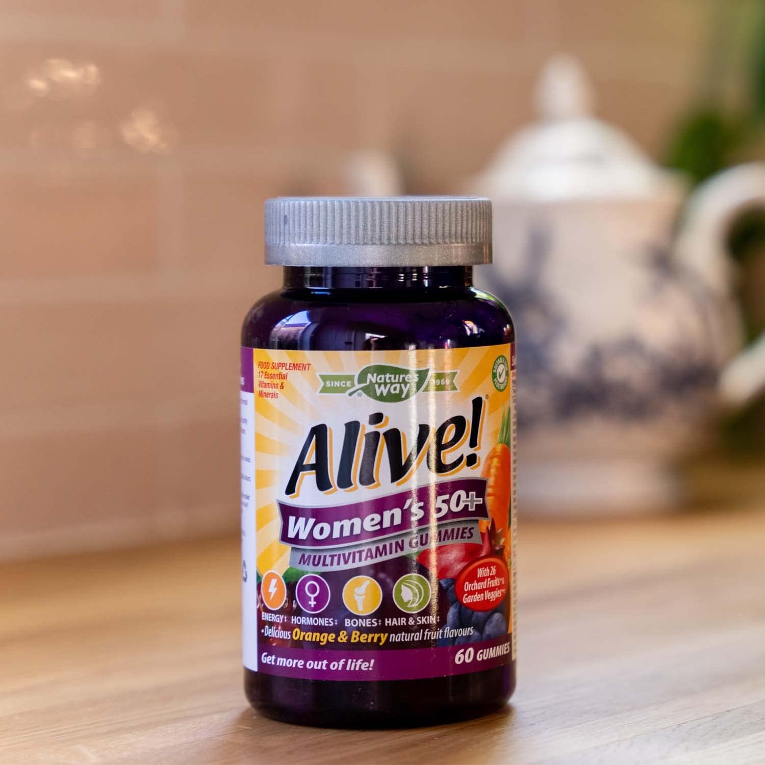 Alive! Women’s 50+ Multivitamin Gummies, Multi-Vitamins & Minerals with a Blend of 26 Fruits & Vegetables, Specially Balanced Formulation for Women, Suitable for Vegetarians - 60 Gummies : Amazon.co.uk: Health & Personal Care