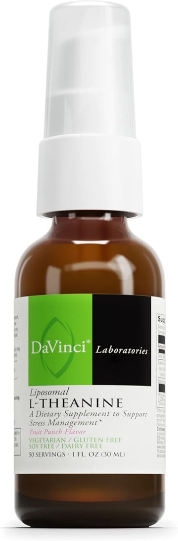 Davinci Labs Liposomal L-Theanine - Dietary Supplement To Support Stress Management, Concentration, Focus And Relaxation* - Vegetarian - Gluten And Soy-Free - Dairy-Free - 30 Ml