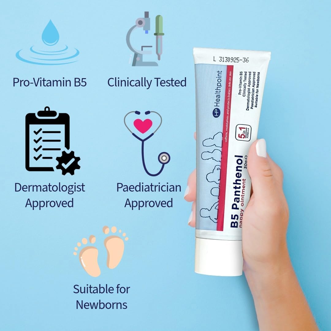 Healthpoint B5 Panthenol Nappy Cream, Softens, Moisturises And Protects, Breathable Barrier Helps Prevent Nappy Rash, Pro Vitamin B5, Dermatologist And Paediatrician Approved, Suitable For Newborns