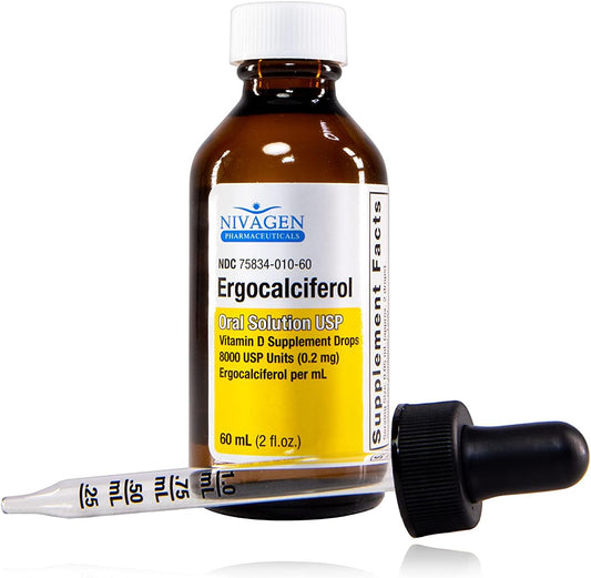 Vitamin D2 Liquid Drops As Ergocalciferol, Faster Absorption, 400Iu Vitamin D2 8,000 Usp, 1,200 Servings, 60Ml - 2 Fl.Oz