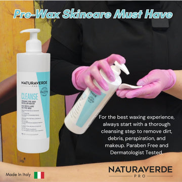 Pro Cleanse Organic Pre Wax Micellar Water, Makeup Remover Facial Cleanser Skin Care Prep For Hair Removal, Added Chamomile Aloe Vera - 6.8 Oz