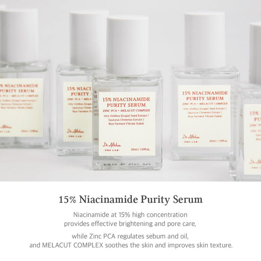 Dr.Althea 15% Niacinamide Purity Serum - 15% Niacinamide Included, Overall Skintone And Texture Improvement, Pore Care, Serum Control With Zinc. Vegan Formula, Korean Skincare