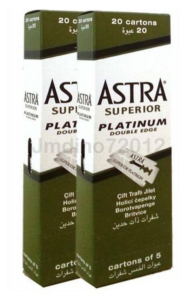 Astra Superior Platinum Double Edge Shaving Razor Blades 200 Pcs Barber Favored