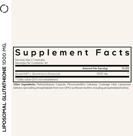 Codeage Liposomal Glutathione 1000 Mg Supplement, High-Potency Reduced L-Glutathione - Liposomal Delivery - Phospholipids - Non-Gmo, Gluten-Free - 60 Capsules