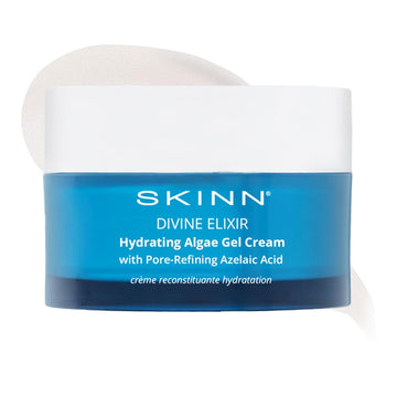 Skinn Moisturizer For Dry Skin, Divine Elixir Hydrating Algae Gel Cream (1.7 Fl Oz) - Gel Moisturizer For Face & Body That Hydrates & Exfoliates Skin While Plumping Appearance - Help Reduce Fine Lines