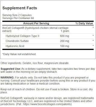Swanson Skin And Joint Biocell Collagen - Collagen Type Ii 500Mg 200 Capsules (2 Pack)