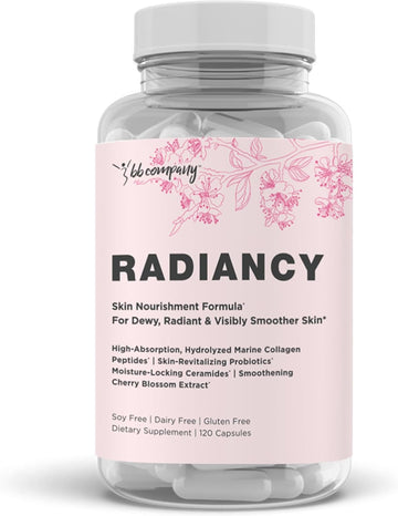 Bb Company Radiancy | Probiotics For Vaginal Dryness, Ph Balance | Fights Itch, Odor | Anti-Aging | Hyaluronic Acid, Probiotics, Vitamin C, Marine Collagen | Packaging Vary | 120 Ct