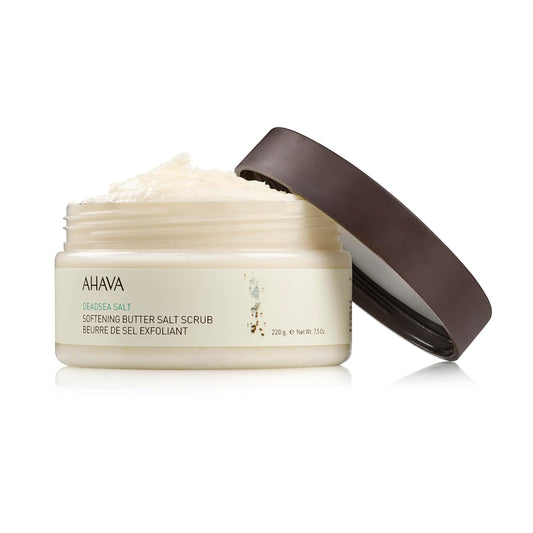 Ahava Dead Sea Salt Softening Butter Salt Scrub - Rich, Buttery Body Scrub For Smooth, Radiant Skin, Energizes Sensation For Body & Mind, With Exclusive Osmoter, Jojoba & Coconut Oil, 7.5 Fl.Oz