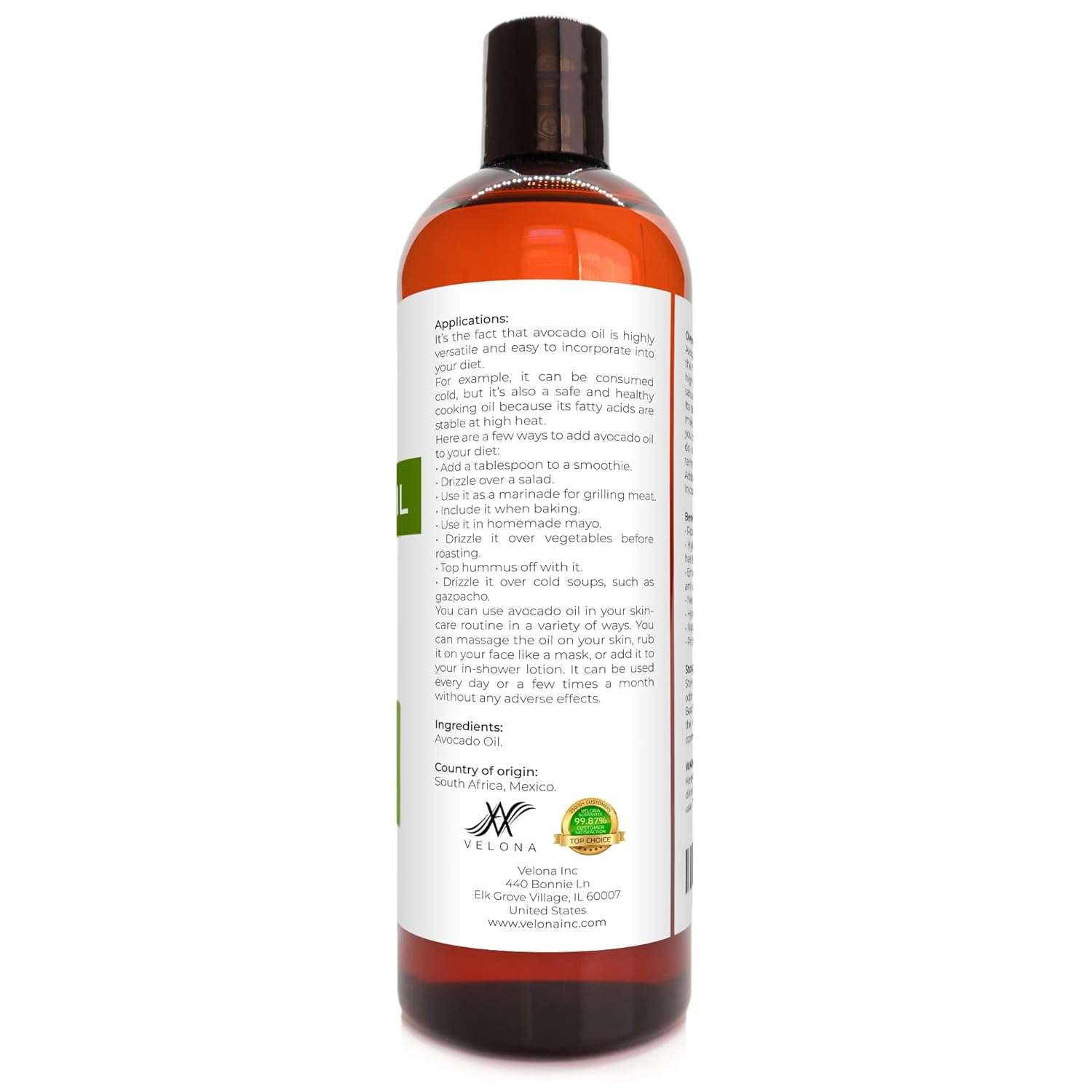 velona Avocado Oil 16 oz | 100% Pure and Natural Carrier Oil | Refined, Cold Pressed | Hair, Body and Skin Care | Use Today - Enjoy Results : Beauty & Personal Care
