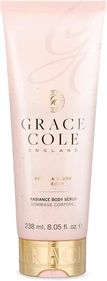 Grace Cole Vanilla Blush & Peony Exfoliating Body Scrub 238Ml Refreshing Hydrating - Essential Oils - Vegan And Cruelty Free, No Sls Or Parabens - Made In England