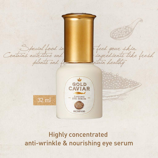 Skinfood Gold Caviar Ex Lifting Eye Serum 32Ml - Concentrated Caviar & Gold With Nourishing Eye Essence For Dry, Sagging, And Aging Skin - Best Illuminating Moisturizers For Drying Skin (1.08 Fl.Oz)