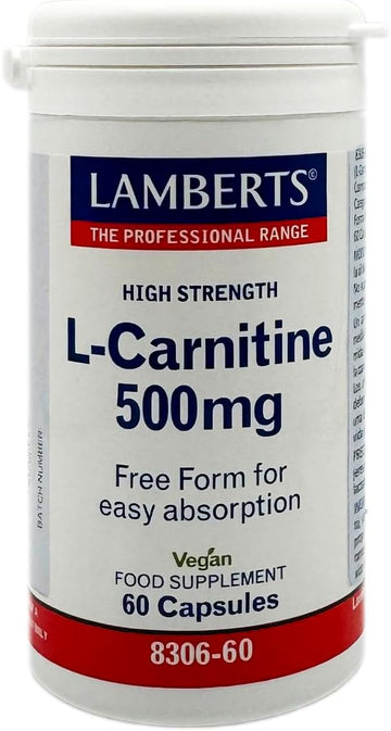 Lamberts L-Carnitine 500Mg 60 Capsules – Pure Free-Form Carnitine – As L-Carnitine L-Tartrate – Vegan
