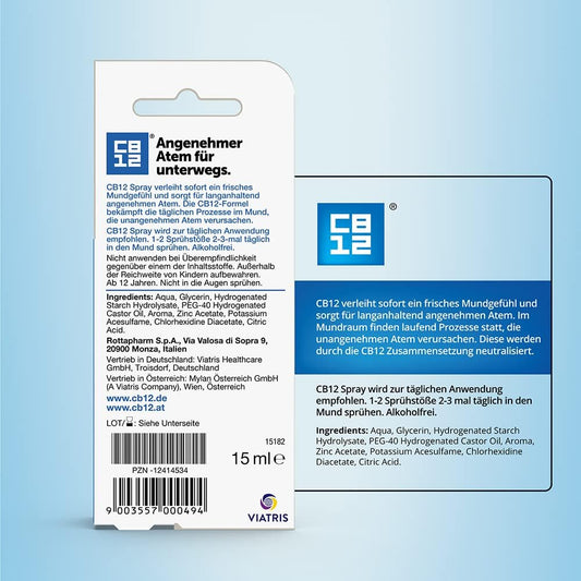 Cb12 Spray: Oral Spray For Comfortable Breath On The Go Mint/Menthol Against Bad Breath 15 Ml