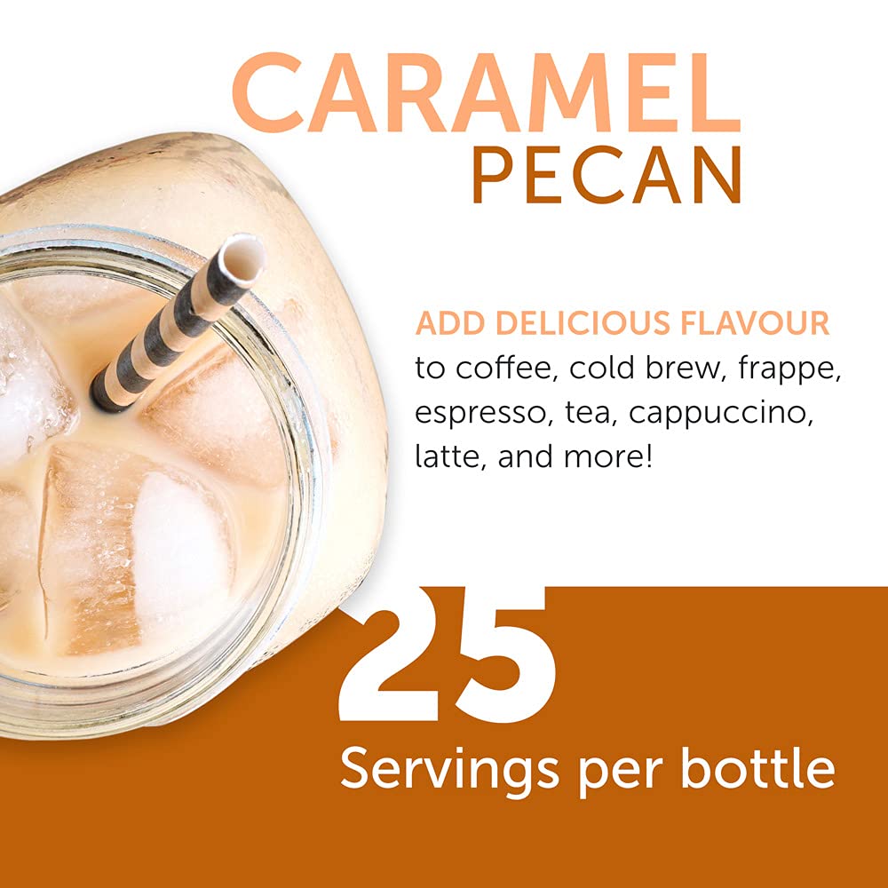 Jordan'S Skinny Syrups Sugar Free Coffee Syrup, Caramel Pecan Flavor Drink Mix, Zero Calorie Flavoring For Chai Latte, Protein Shake, Food & More, Gluten Free, Keto Friendly, 25.4 Fl Oz, 1 Pack