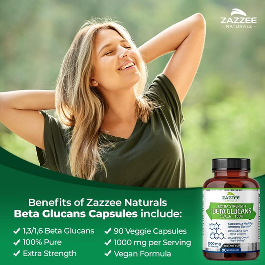 Zazzee Extra Strength 1,3/1,6 Beta Glucans, 1000 Mg, 100% Concentrated