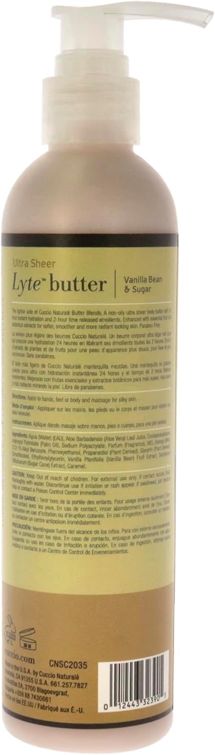 Cuccio Lyte Ultra Sheer Body Butter, Vanilla Bean & Sugar, 8 fl oz : Amazon.co.uk: Beauty